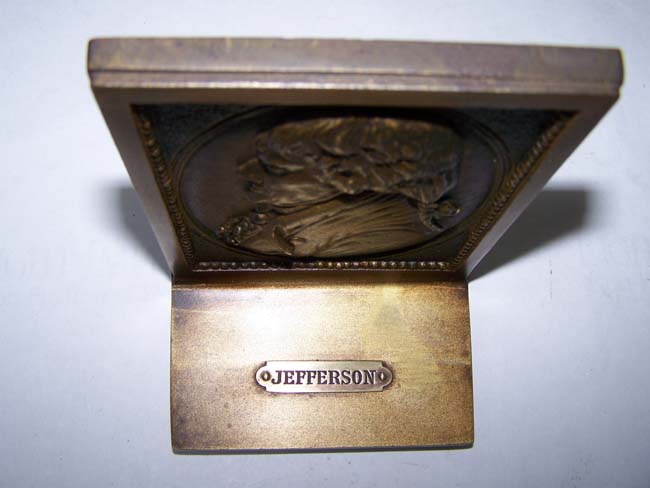 A Pair of Antique Bookends by Bradley & Hubbard circa 1925 depicting THOMAS JEFFERSON — image 2